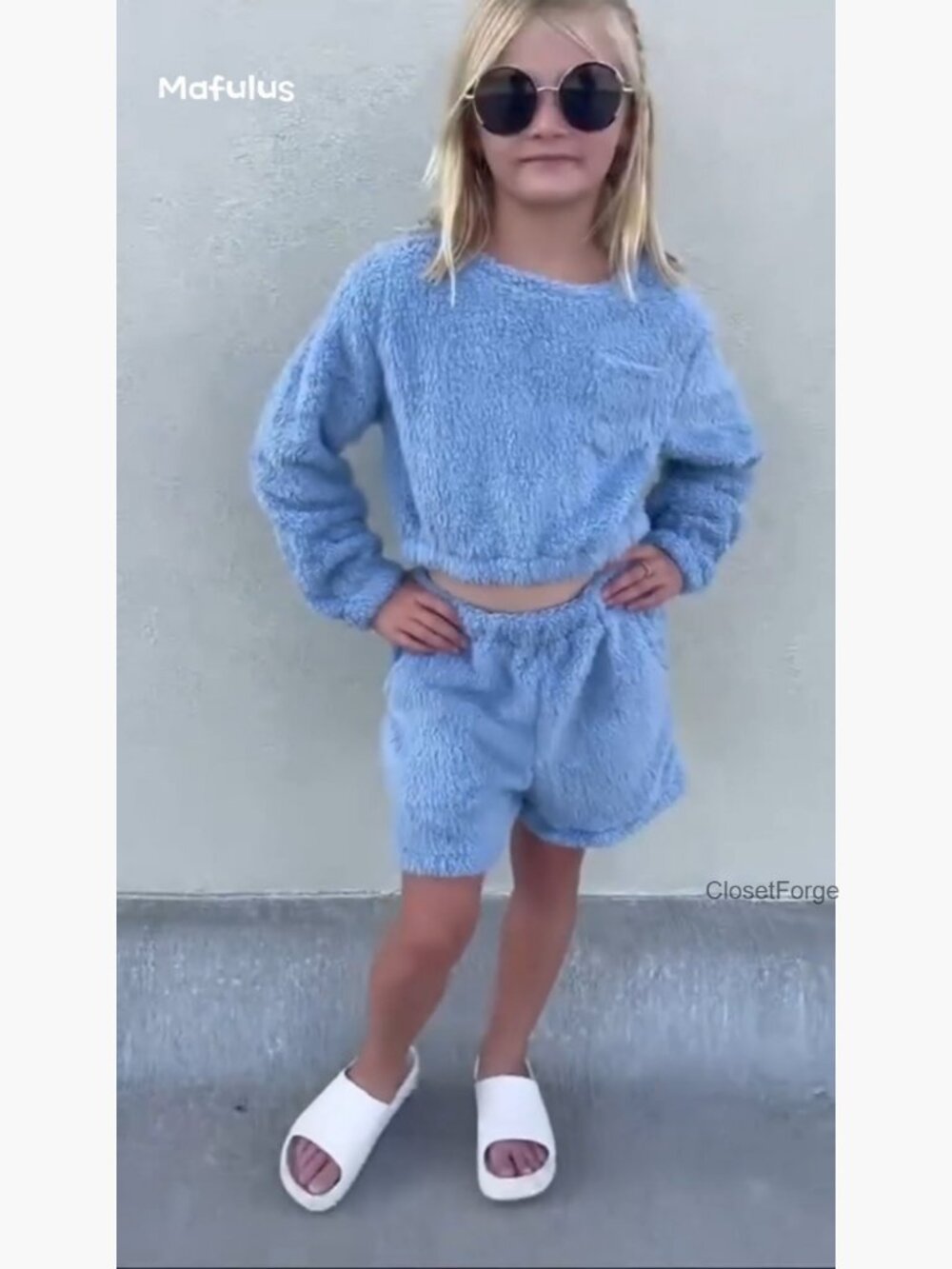 Girls Fleece Short Set with Pockets Long Sleeve Lightweight - Picture 7 of 7